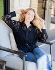 Kathryn Classic Button-Up, Black Lace