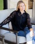 Kathryn Classic Button-Up, Black Lace