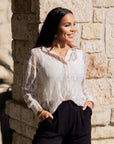 Kathryn Classic Button-Up, Ivory Lace
