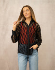 Kathryn Classic Button-Up, Black Lace