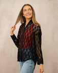 Kathryn Classic Button-Up, Black Lace