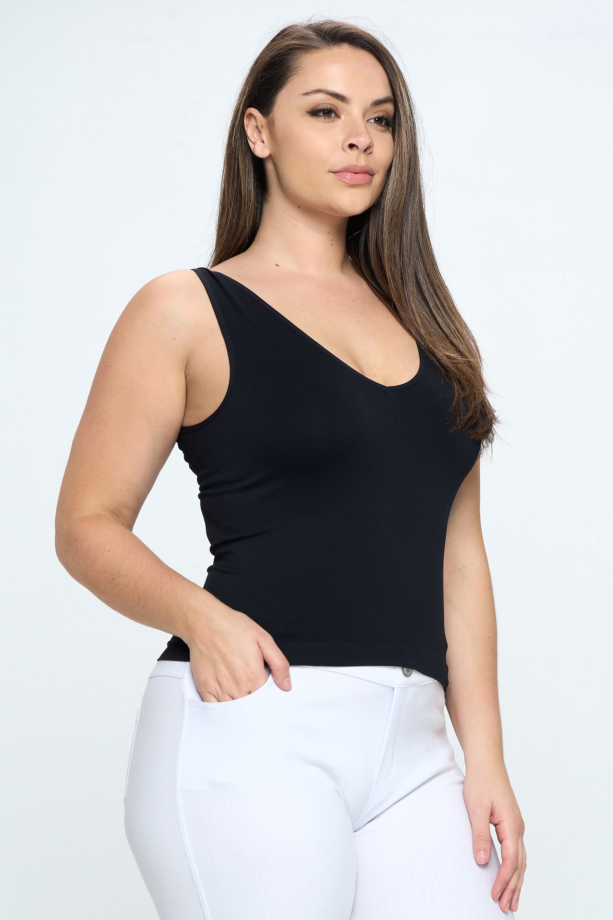 Yelete Reversible V-Neck & Scoop Neck Seamless Tank