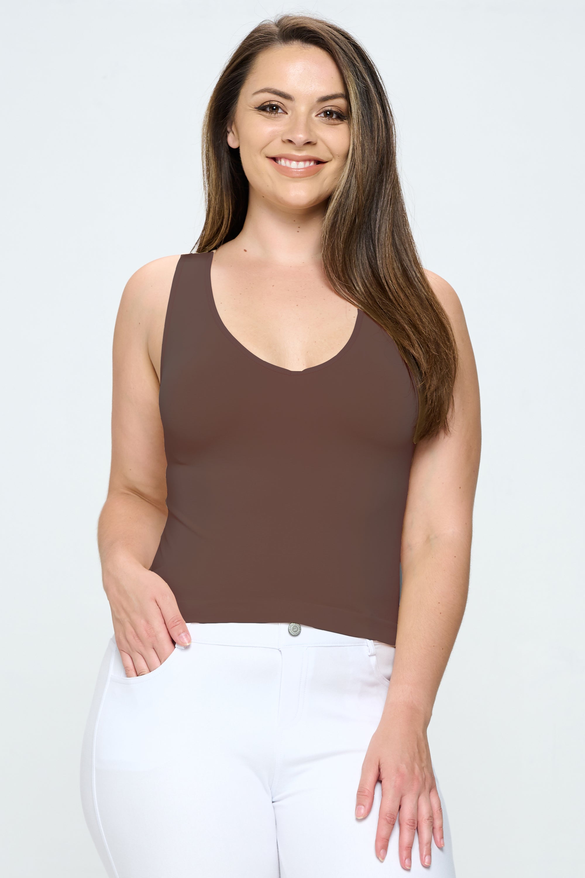 Yelete Reversible V-Neck & Scoop Neck Seamless Tank