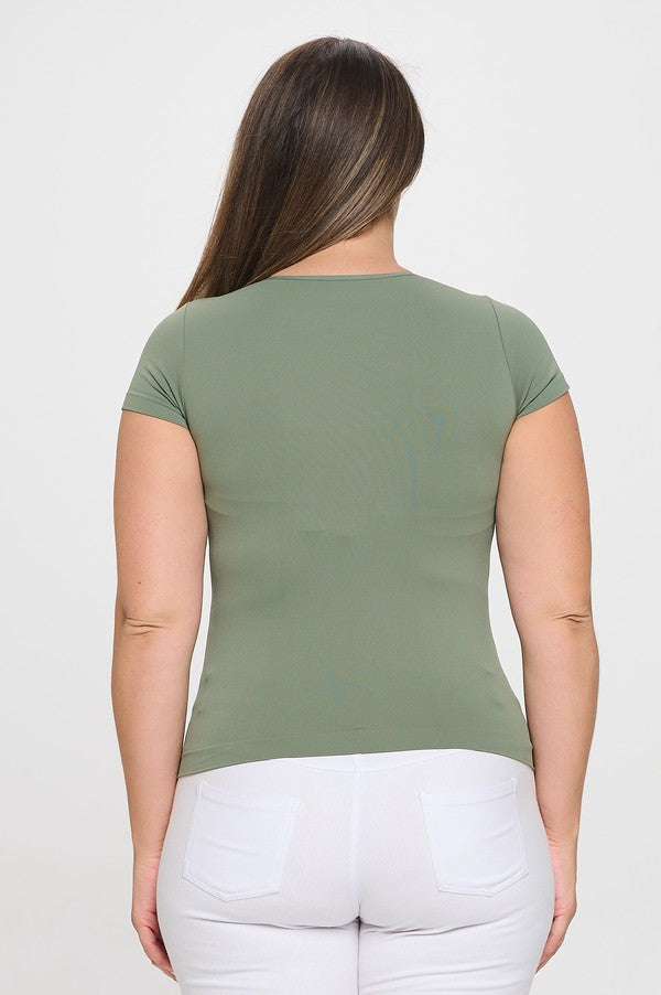 Yelete Seamless Crew Neck Short Sleeve Top