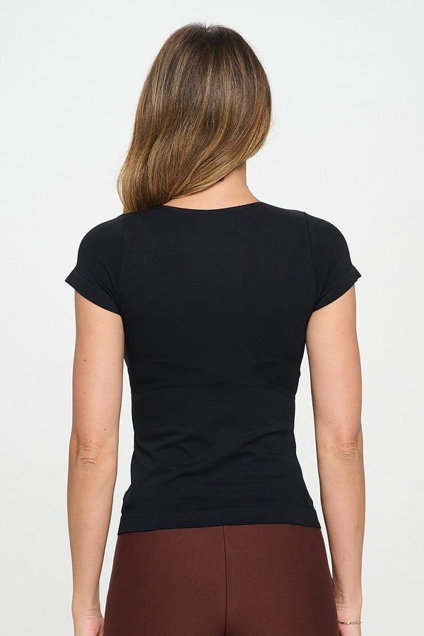 Yelete Seamless Crew Neck Short Sleeve Top