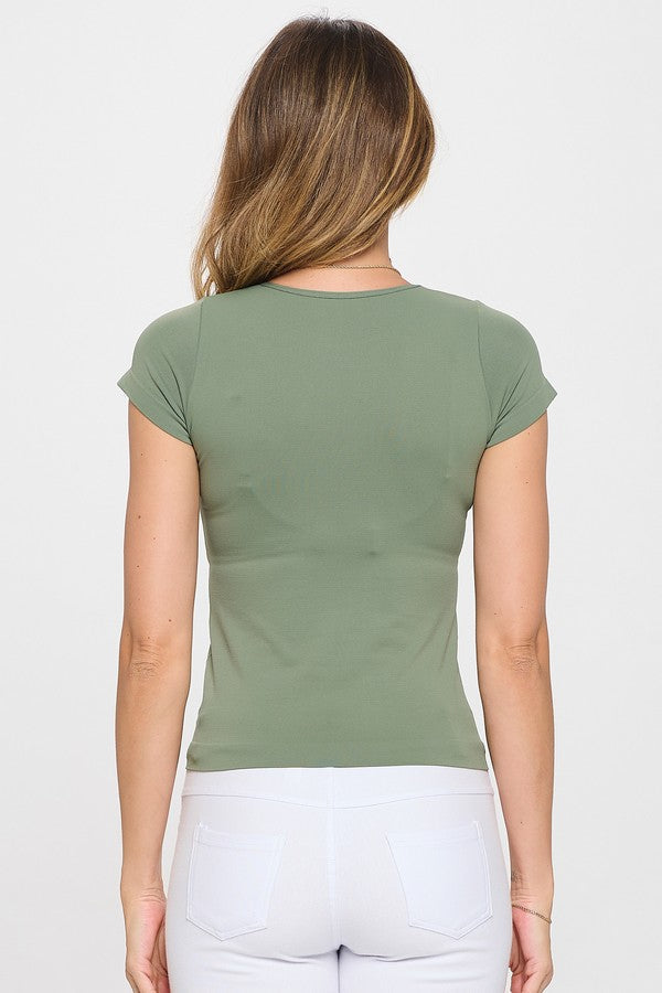 Yelete Seamless Crew Neck Short Sleeve Top