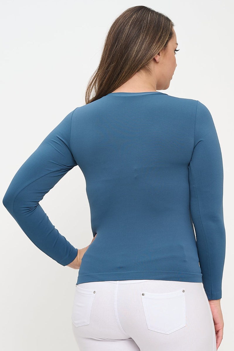 Yelete Soft Seamless Long Sleeve Layering Top | Regular & Plus