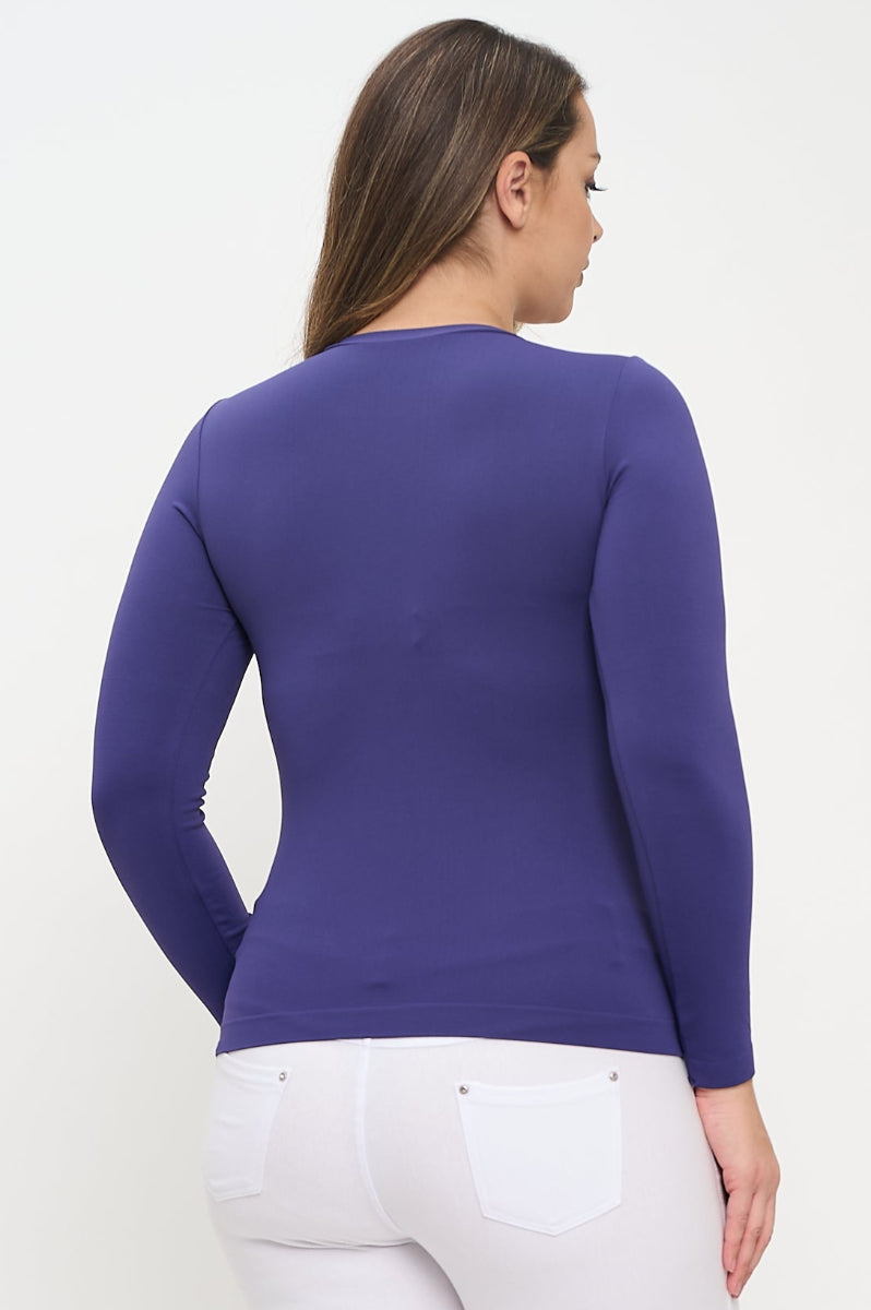 Yelete Soft Seamless Long Sleeve Layering Top | Regular & Plus