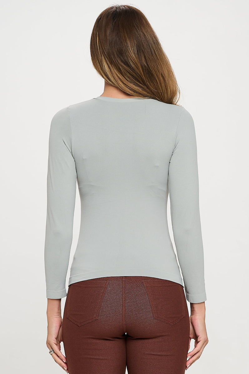 Yelete Soft Seamless Long Sleeve Layering Top | Regular & Plus