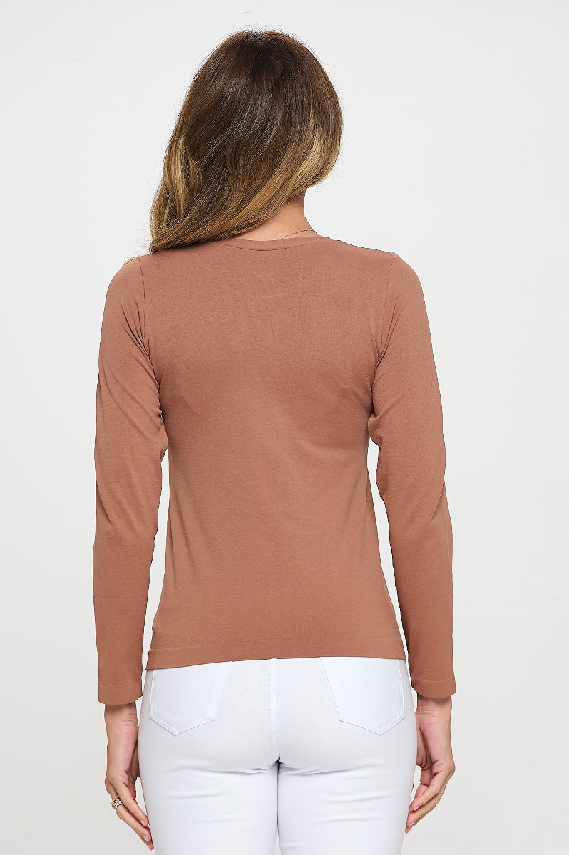 Yelete Soft Seamless Long Sleeve Layering Top | Regular & Plus