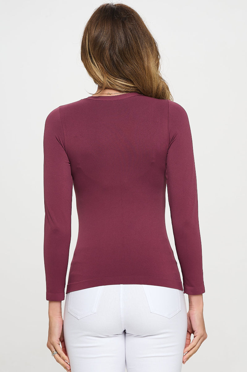 Yelete Soft Seamless Long Sleeve Layering Top | Regular & Plus