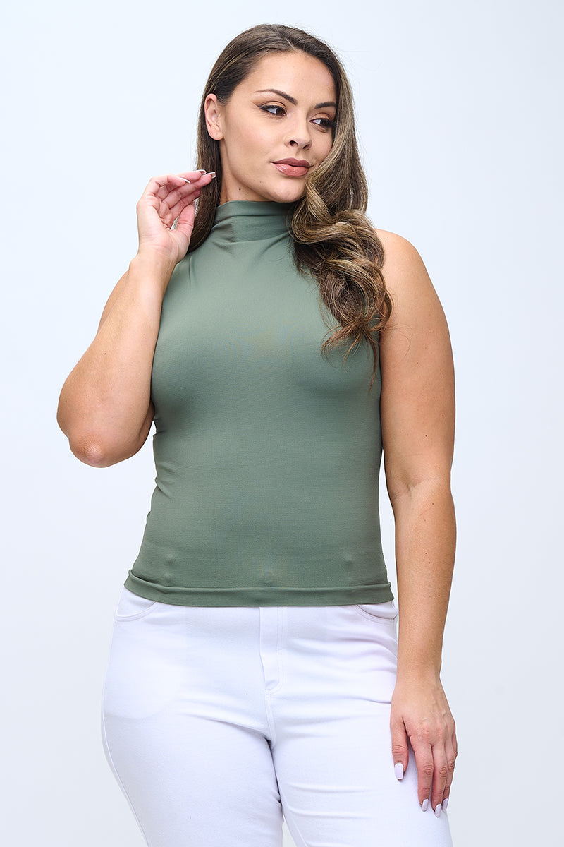 Yelete Soft Seamless Mock Neck Tank | Regular & Plus