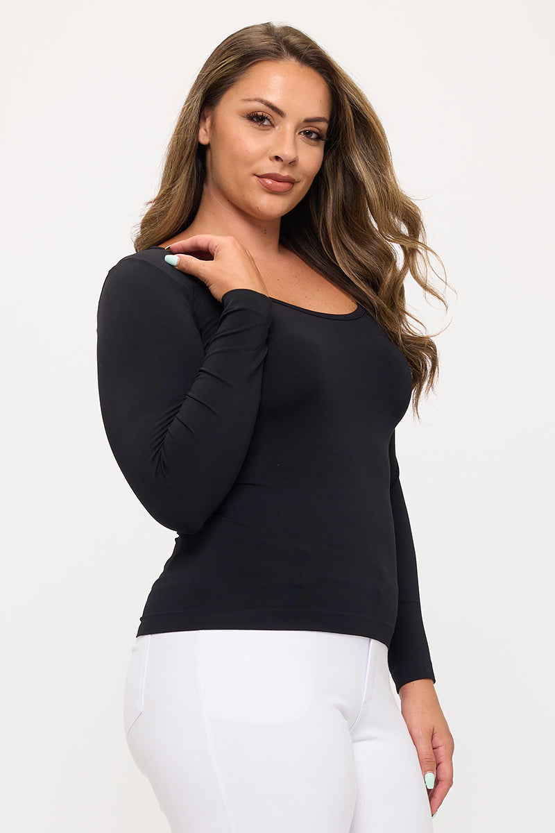 Yelete Sculpted Chic Seamless Long Sleeve Top