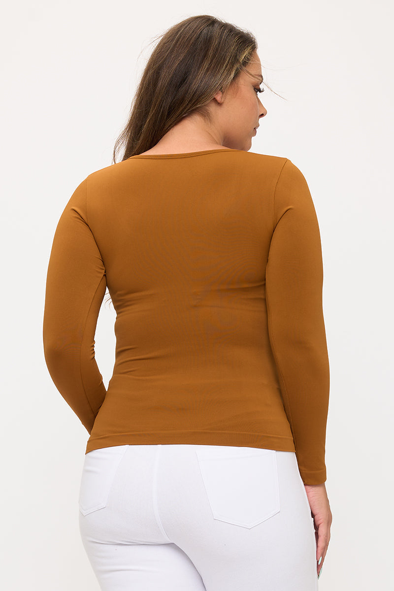 Yelete Sculpted Chic Seamless Long Sleeve Top