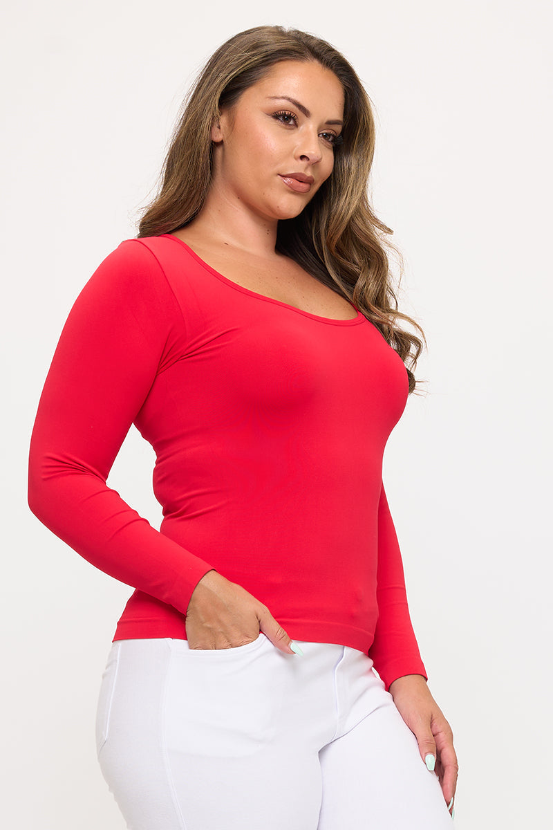 Yelete Sculpted Chic Seamless Long Sleeve Top
