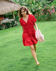 The Srikandi Ruffle Dress In Scarlet Red