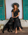 The Srikandi Ruffle Maxi Dress In Black