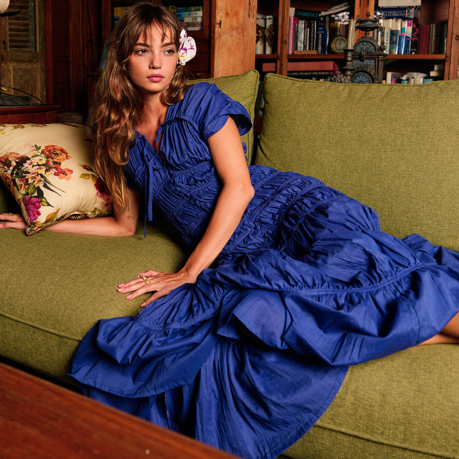 royal blue ruffle dress A-line Lace Long Prom With Skirt Evening Dress SELINADRESS Its lace Reagan Royal Blue Ruffled Tiered