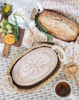 Bread Warmer & Basket Gift Set with Tea Towel - Tree of Life Oval