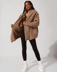 Full Size Faux Sherpa Cocoon Coat - Teddy Bear Brown