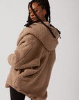 Full Size Faux Sherpa Cocoon Coat - Teddy Bear Brown