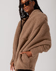 Full Size Faux Sherpa Cocoon Coat - Teddy Bear Brown