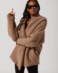 Full Size Faux Sherpa Cocoon Coat - Teddy Bear Brown