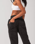 POPFLEX Full Size Blanket Pants in Faux Sherpa - Black