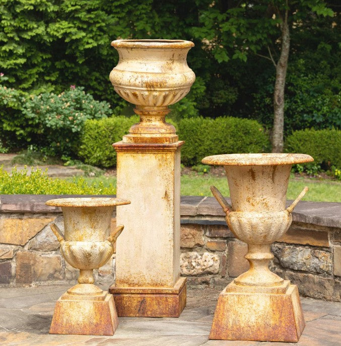 Park Hill |Metal Portico Urn with Tall Pedestal