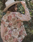 Floral Waffle Knit Patchwork Chest Pocket Buttoned Jacket