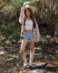 Floral Waffle Knit Patchwork Chest Pocket Buttoned Jacket