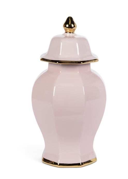 Park Hill Pink Hexagon Ceramic Jar with Gold Trim, Set of 2