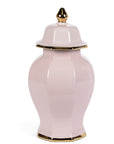 Park Hill Pink Hexagon Ceramic Jar with Gold Trim, Set of 2