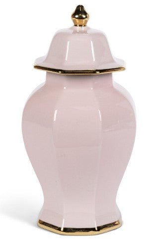 Park Hill Pink Hexagon Ceramic Jar with Gold Trim, Set of 2