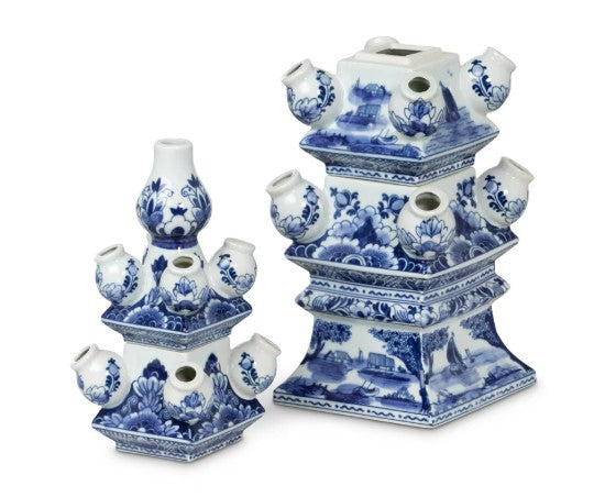 Park Hill Imperial Ceramic Chinoiserie Tulip Vase, Blue and White