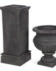 Park Hill Large Metal Portico Urn w/ Tall Pedestal