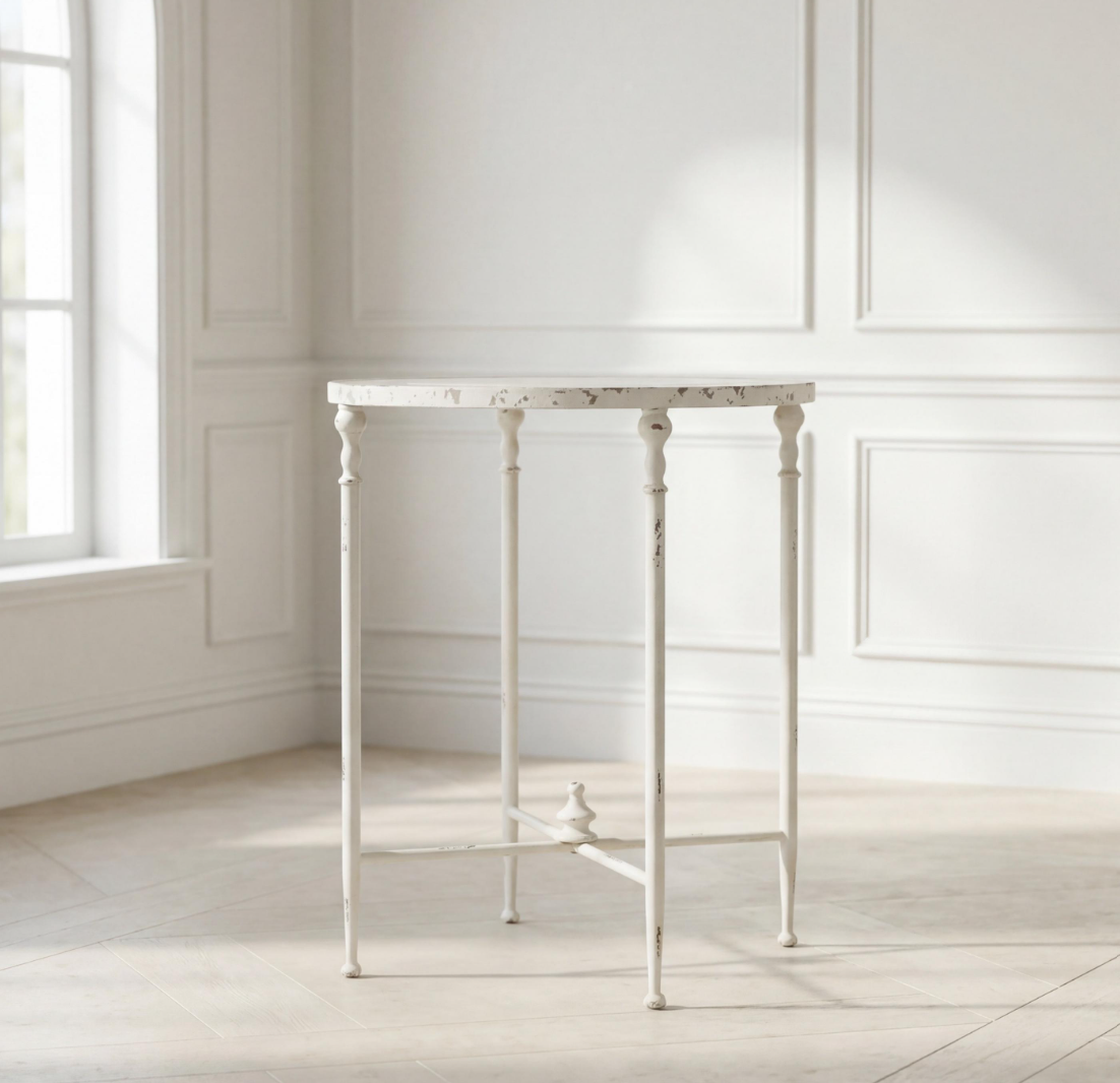 Antiqued Metal Round Side Table