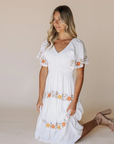 Sicily Embroidered Midi Dress  - Sz Large Only