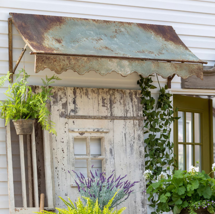 Park Hill Aged Metal Awning – Bronze & Green Patina