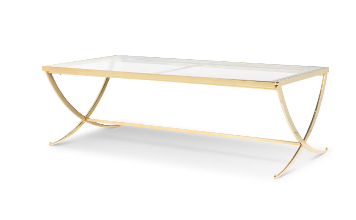 Park Hill Saber Leg Glass Coffee Table – Brass or Silver