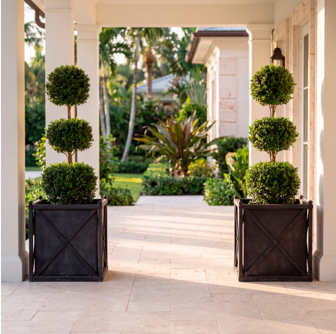 Park Hill Large Metal Estate Planter – Noir