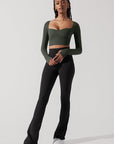 Full Size Sweetheart Long Sleeve Crop Top - Forestwood