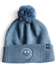 Blue Smiley Pom Pom Hat