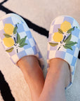 Lemon Drop Gingham Lounge Slippers - Sweet & Cozy