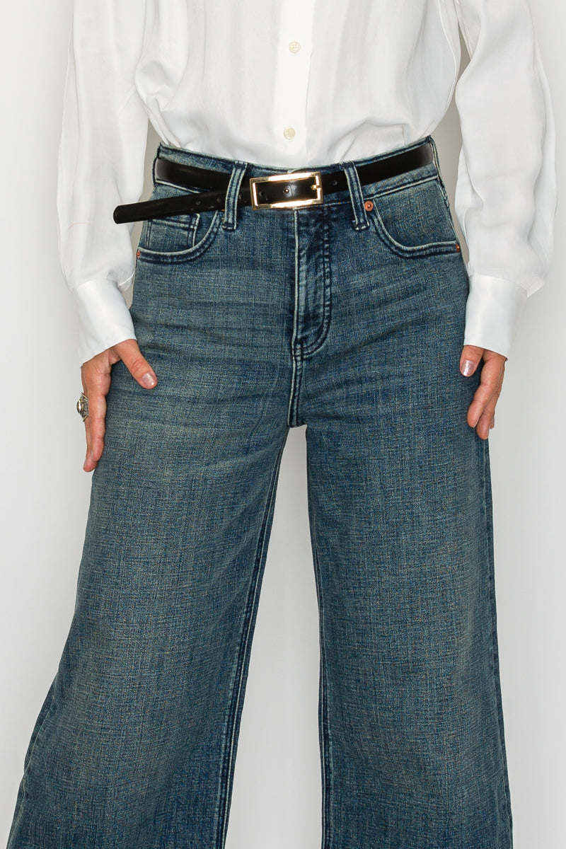 Artemis Vintage | Tummy Control High Rise Cuffed A Wide Leg Jeans JEANS