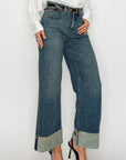 Artemis Vintage | Tummy Control High Rise Cuffed A Wide Leg Jeans JEANS - My Pampered Life Seattle