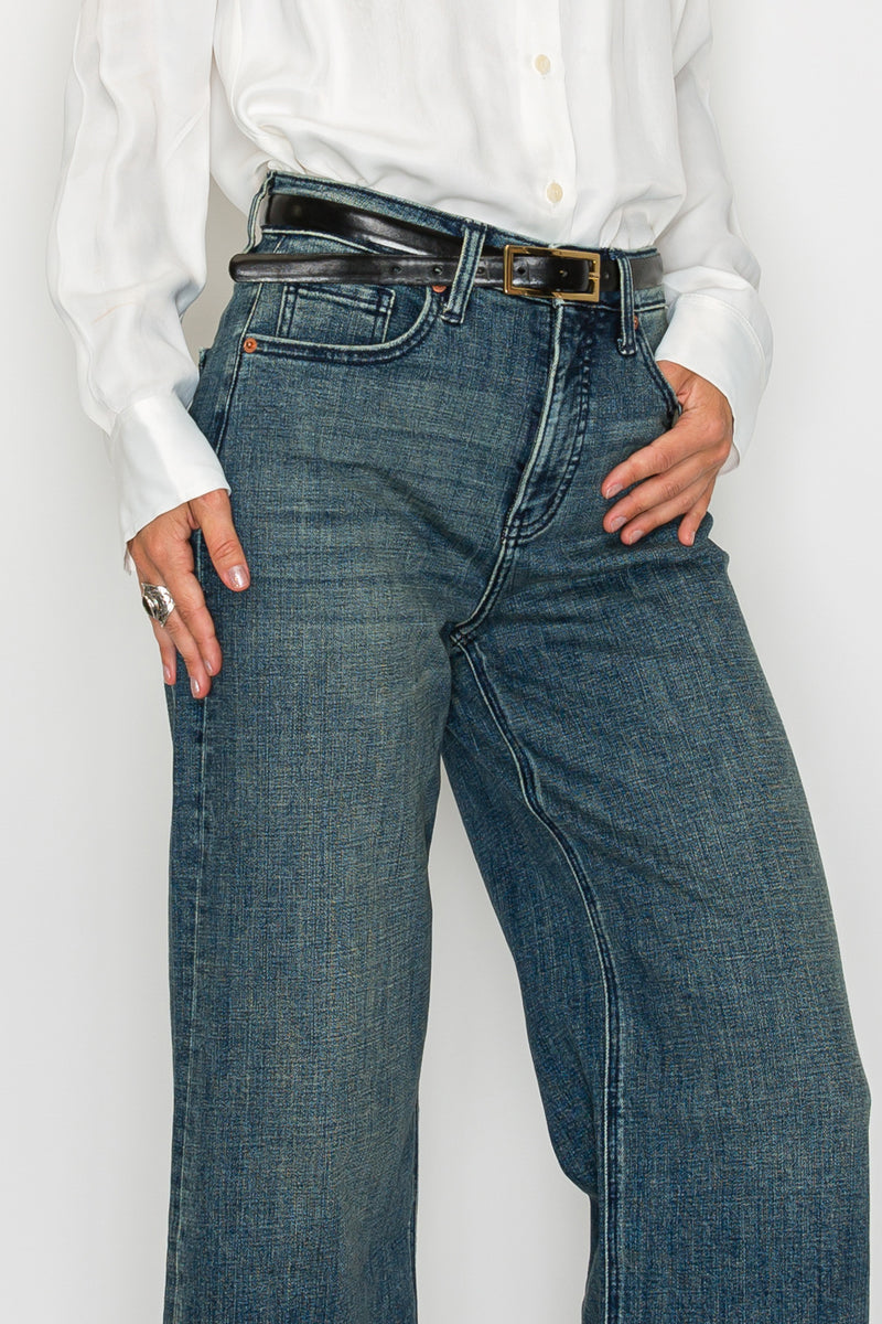 Artemis Vintage | Tummy Control High Rise Cuffed A Wide Leg Jeans JEANS