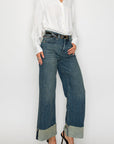 Artemis Vintage | Tummy Control High Rise Cuffed A Wide Leg Jeans JEANS - My Pampered Life Seattle