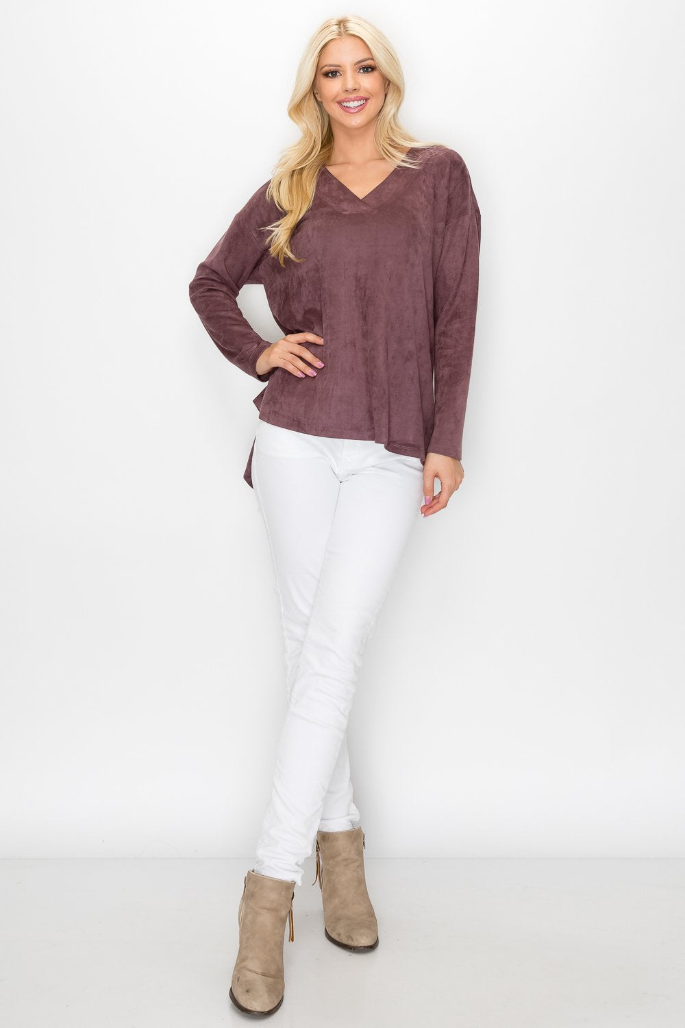 Andrea Stretch Faux Suede Top