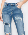 Artemis Vintage |Mesh Tummy Control High Rise Straight With Single Cuff Jeans - My Pampered Life Seattle
